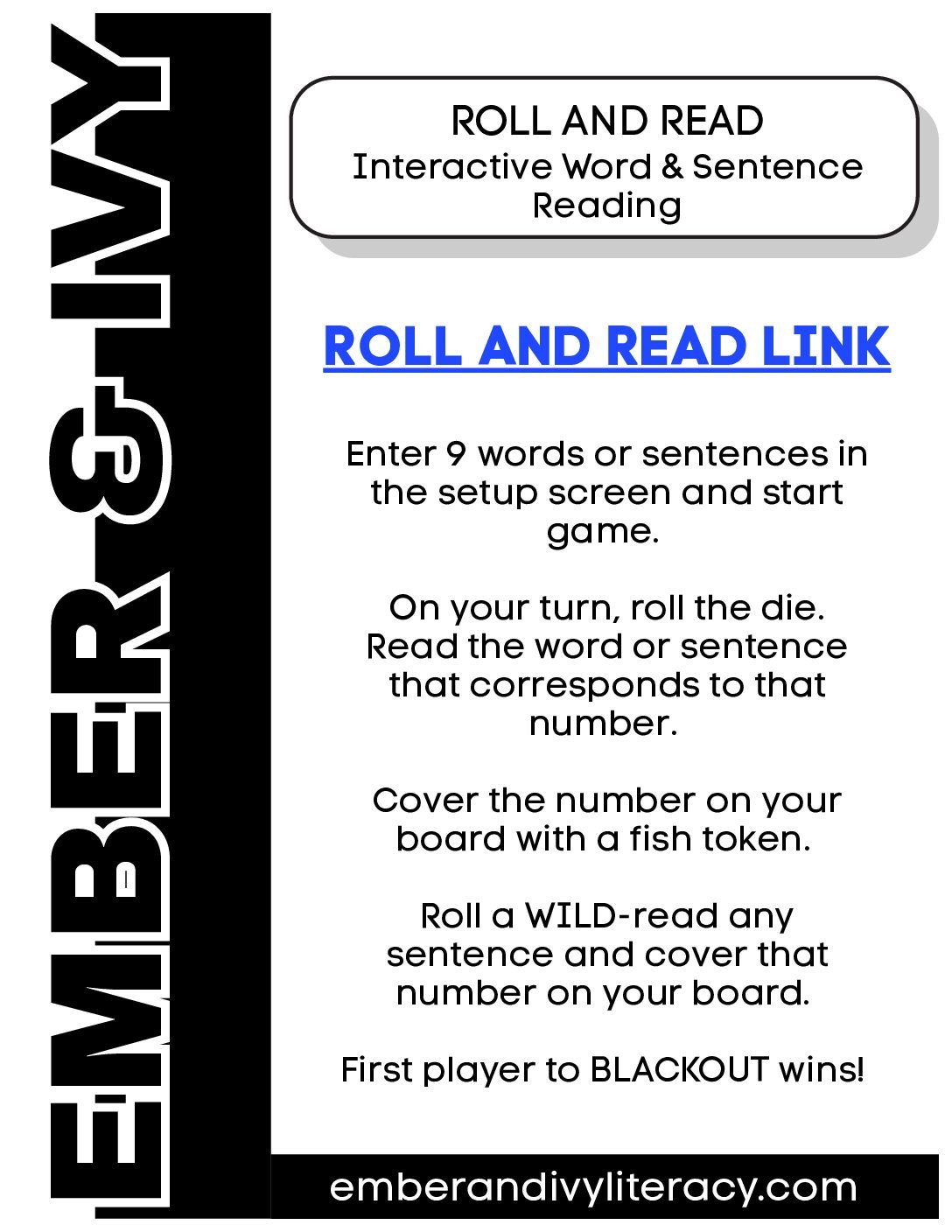 Roll and Read Customizable Virtual Word/Sentence Reading